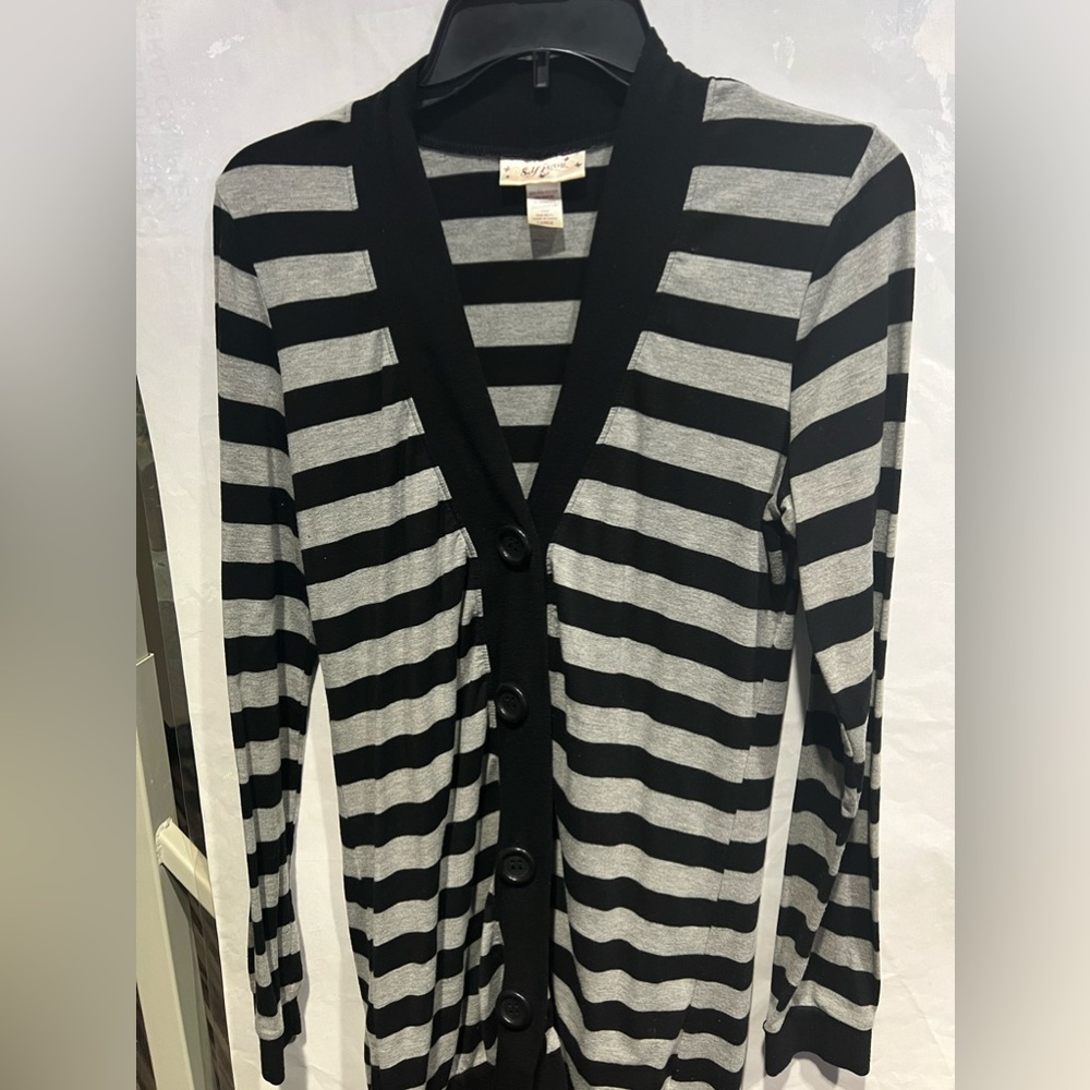 Self Esteem Gray and Black Button Down Cardigan